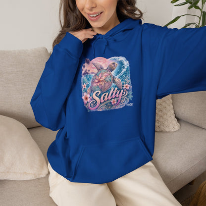 Salty Turtle Hoodie — Pastel Ocean Graphic Sweatshirt