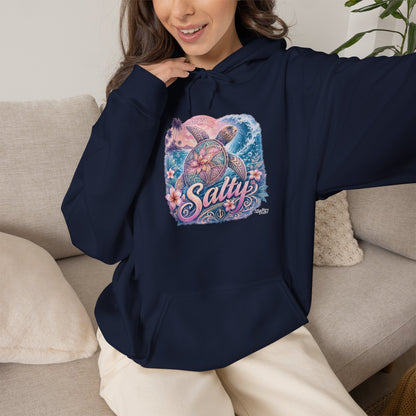 Salty Turtle Hoodie — Pastel Ocean Graphic Sweatshirt
