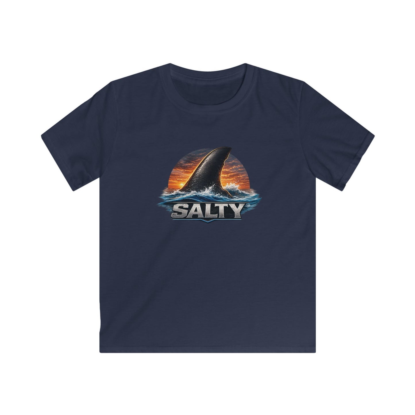 Kids Tee - 'Salty' Shark Fin Sunset Graphic Shirt
