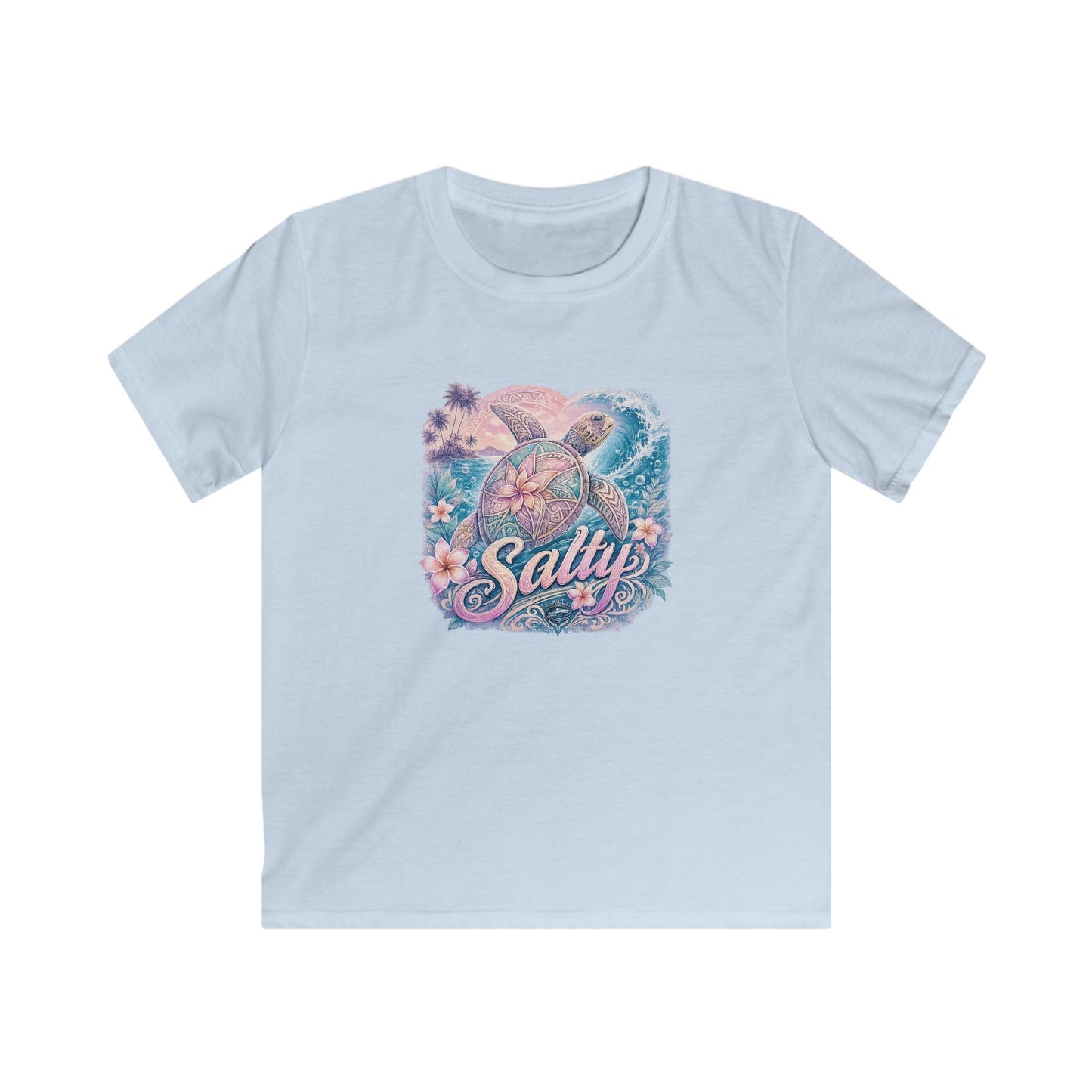 Kids Tee — 'Salty' Tropical Surf Graphic Shirt for Beach-Loving Kids