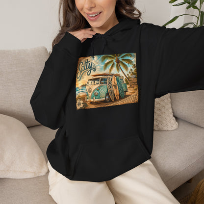 Vintage Salty Surf Hoodie — Retro VW Van Beach Pullover