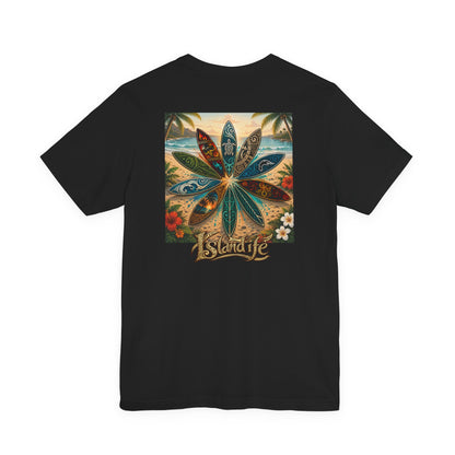 Surfboard Round Table Tee — Tropical Beach Vibes Graphic T-Shirt