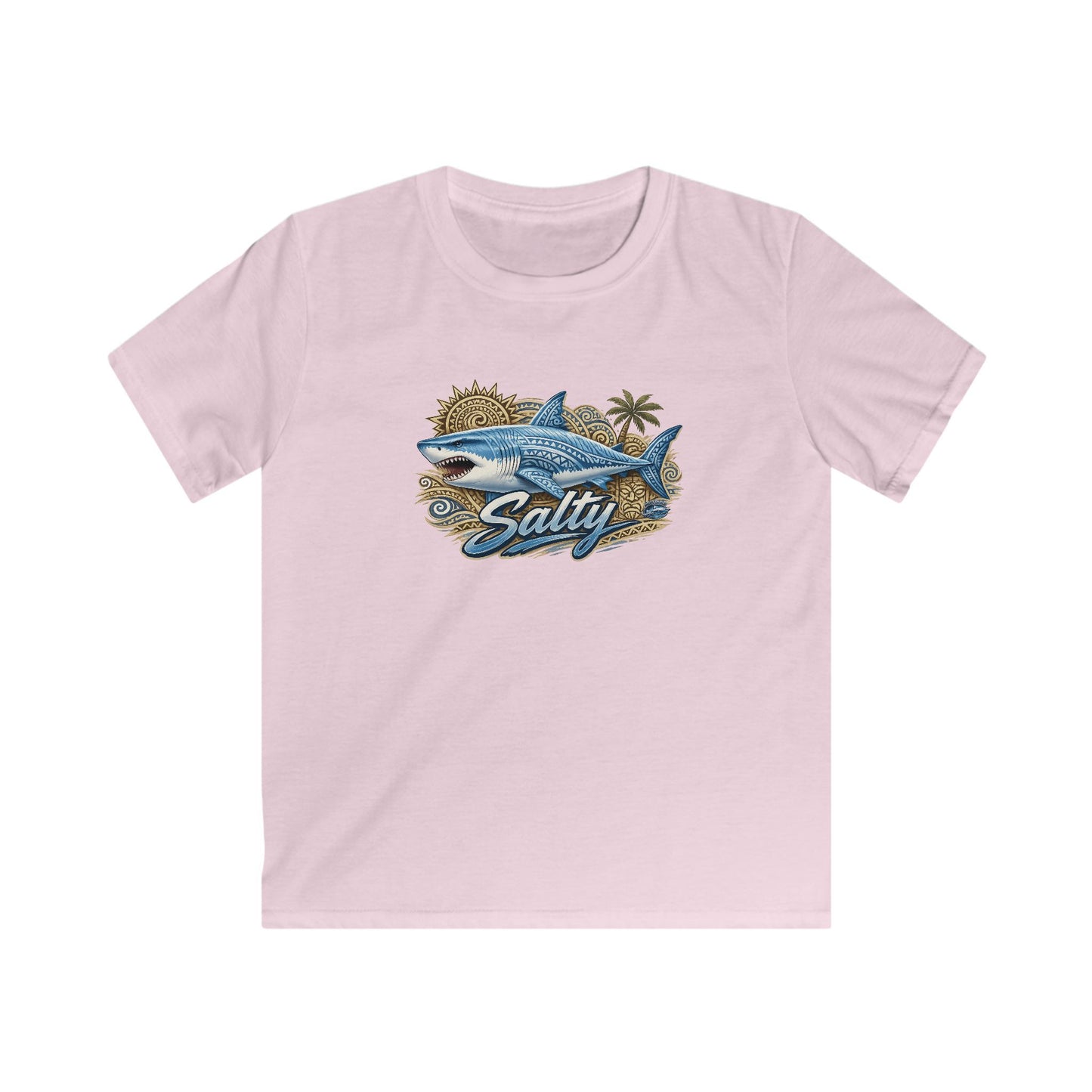 Kids Tee — 'Salty' Shark Beach Graphic Shirt for Boys & Girls