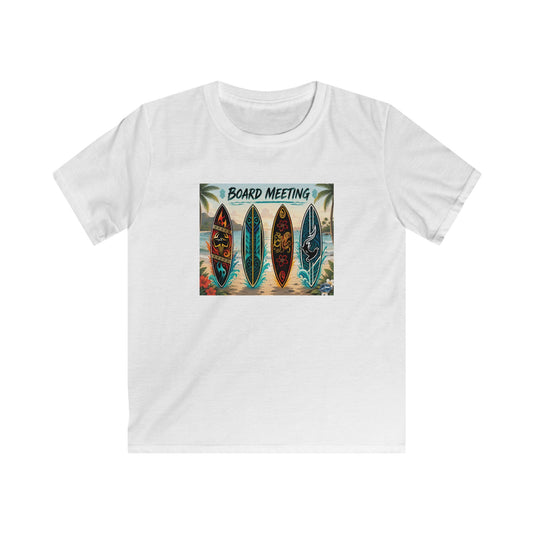 Kids Tee — "Board Meeting" Surfboard Graphic Beach Shirt