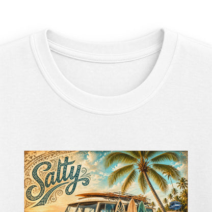 Kids Beach Van T‑Shirt – "Salty" Retro Surf Camper Tee for Boys & Girls