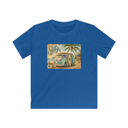Kids Beach Van T‑Shirt – "Salty" Retro Surf Camper Tee for Boys & Girls