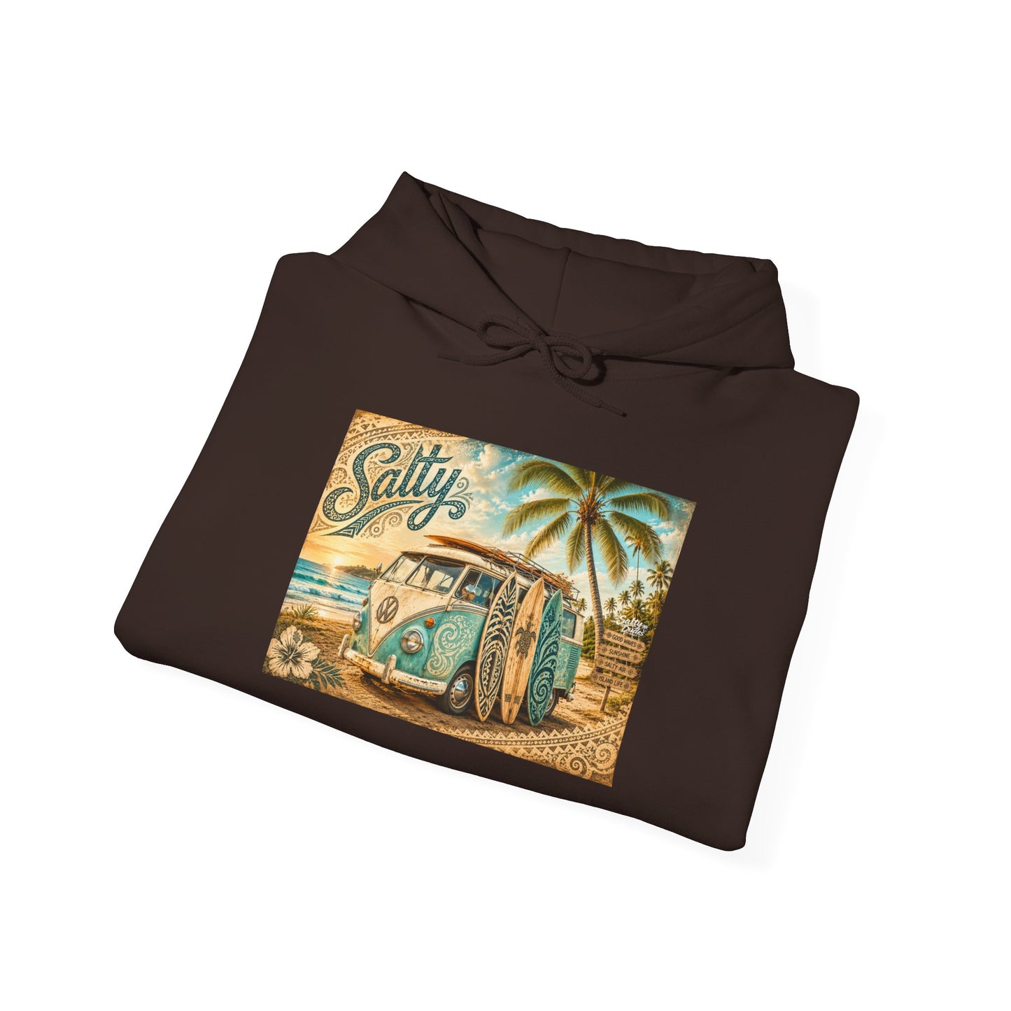 Vintage Salty Surf Hoodie — Retro VW Van Beach Pullover