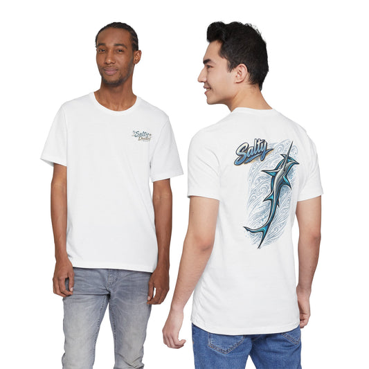 Hammerhead Tribal Graphic Tee — Blue Hammerhead Ocean Art T‑Shirt