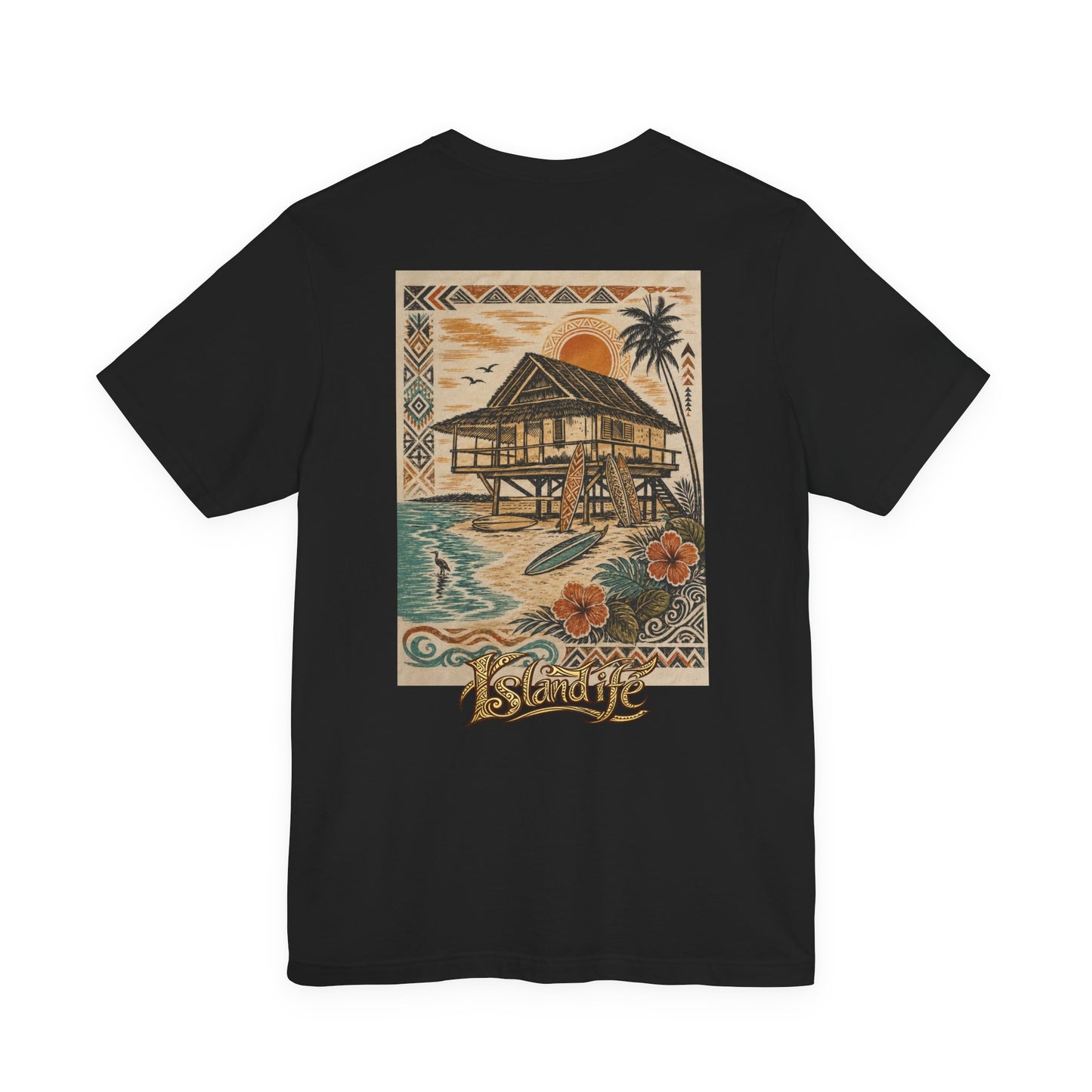 Tropical Beach Hut Tee — Vintage Hawaiian Surf Graphic T-Shirt