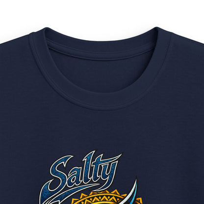 Kids Tee — Blue Shark Graphic “Shaka” Surf Style
