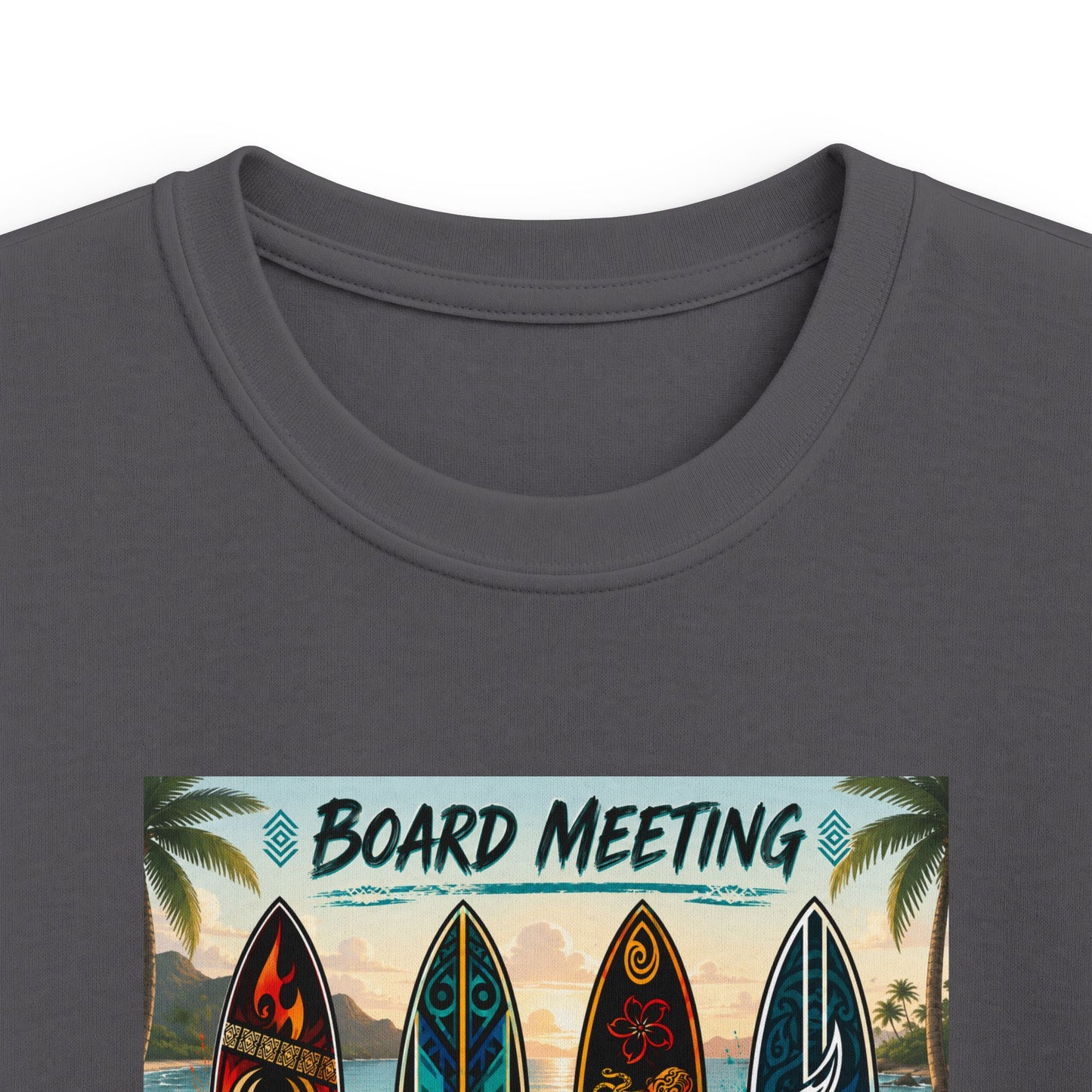 Kids Tee — "Board Meeting" Surfboard Graphic Beach Shirt