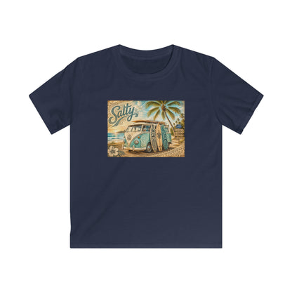 Kids Beach Van T‑Shirt – "Salty" Retro Surf Camper Tee for Boys & Girls