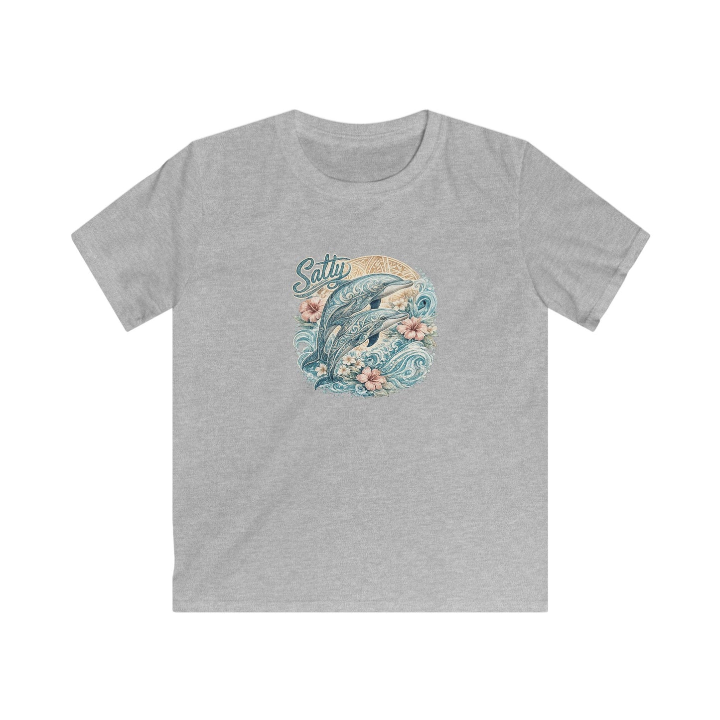 Kids T-Shirt — 'Surfing Dolphin' Retro Ocean Graphic Tee ("Salty")