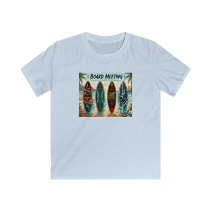 Kids Tee — "Board Meeting" Surfboard Graphic Beach Shirt