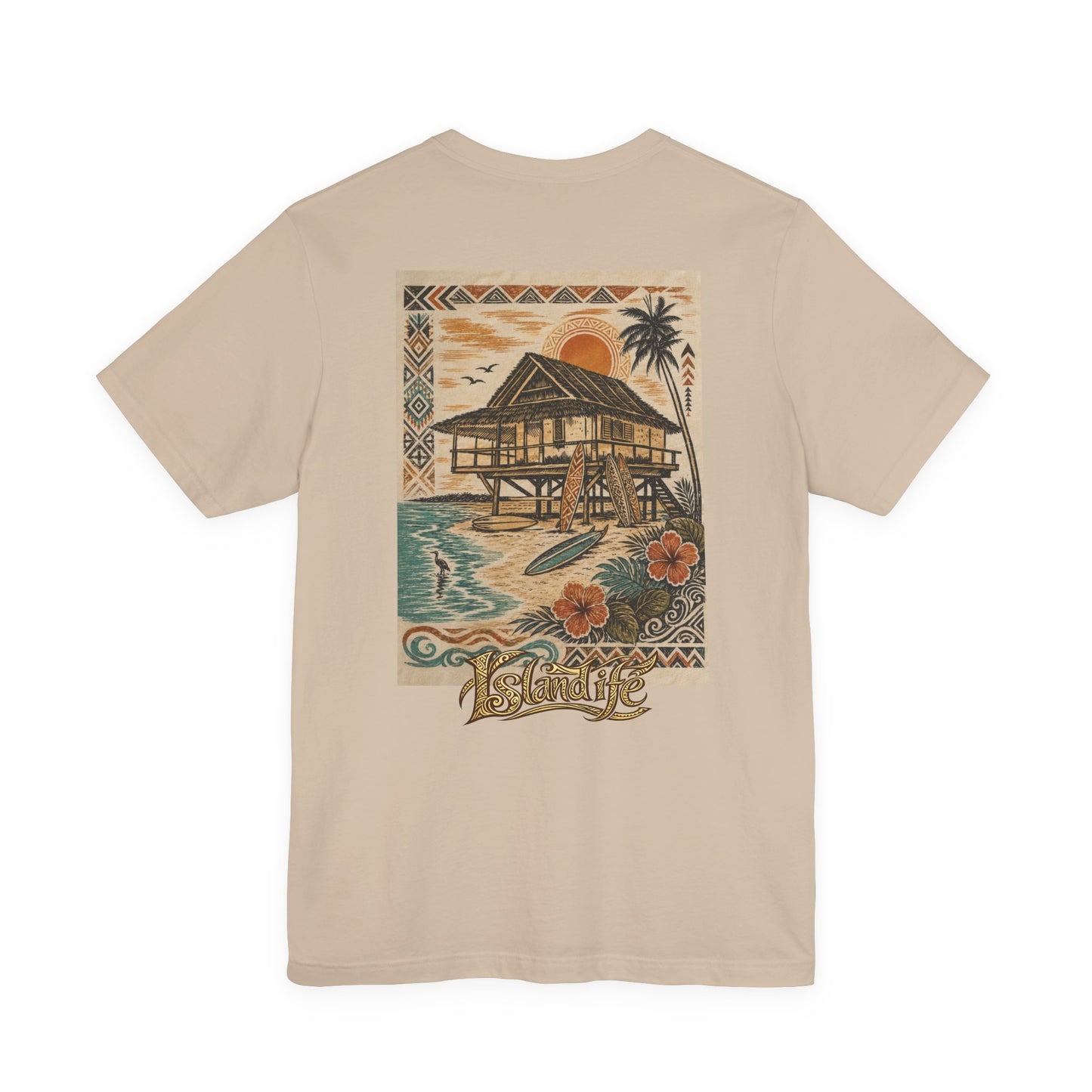 Tropical Beach Hut Tee — Vintage Hawaiian Surf Graphic T-Shirt