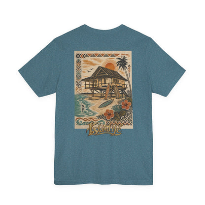 Tropical Beach Hut Tee — Vintage Hawaiian Surf Graphic T-Shirt