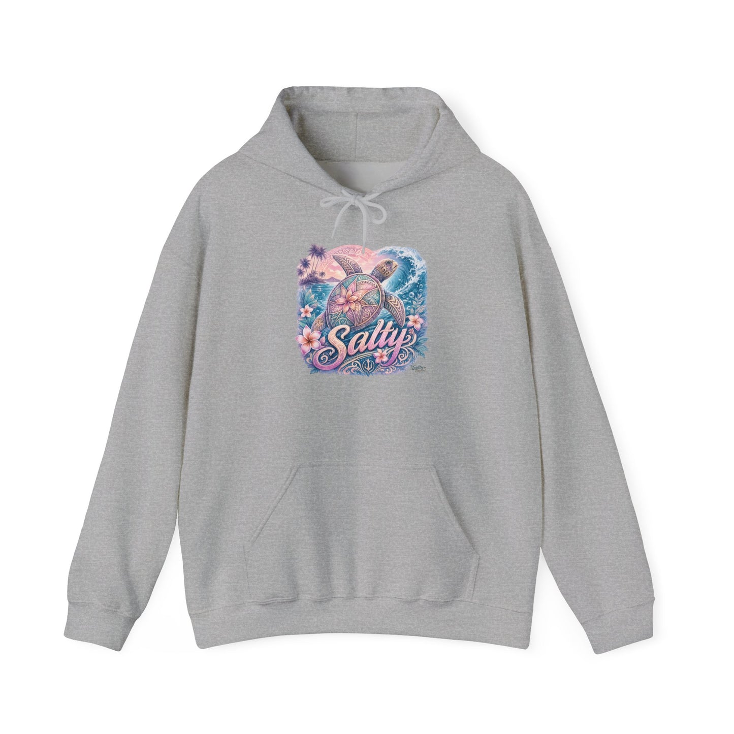 Salty Turtle Hoodie — Pastel Ocean Graphic Sweatshirt
