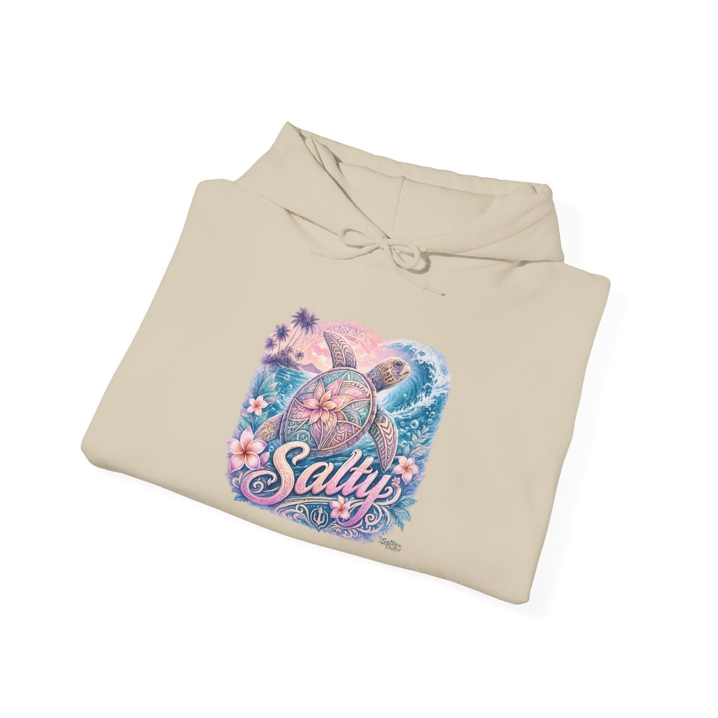 Salty Turtle Hoodie — Pastel Ocean Graphic Sweatshirt