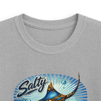 Kids Tee - 'Salty' Manta Ray Beach Surf Graphic