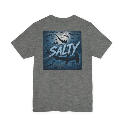 Salty Shark Graphic Tee — Ocean Shark Silhouette Short Sleeve T-Shirt