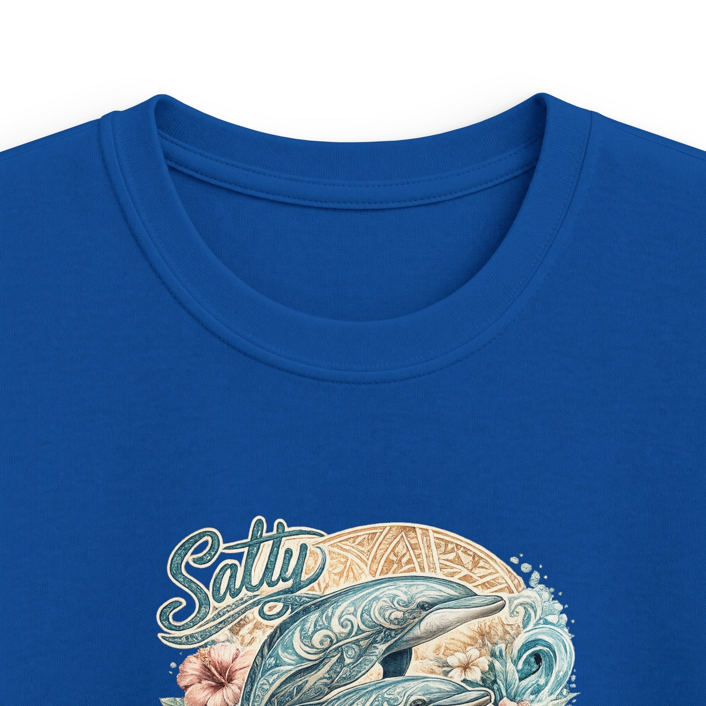 Kids T-Shirt — 'Surfing Dolphin' Retro Ocean Graphic Tee ("Salty")