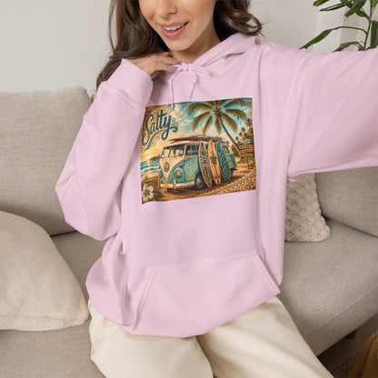 Vintage Salty Surf Hoodie — Retro VW Van Beach Pullover