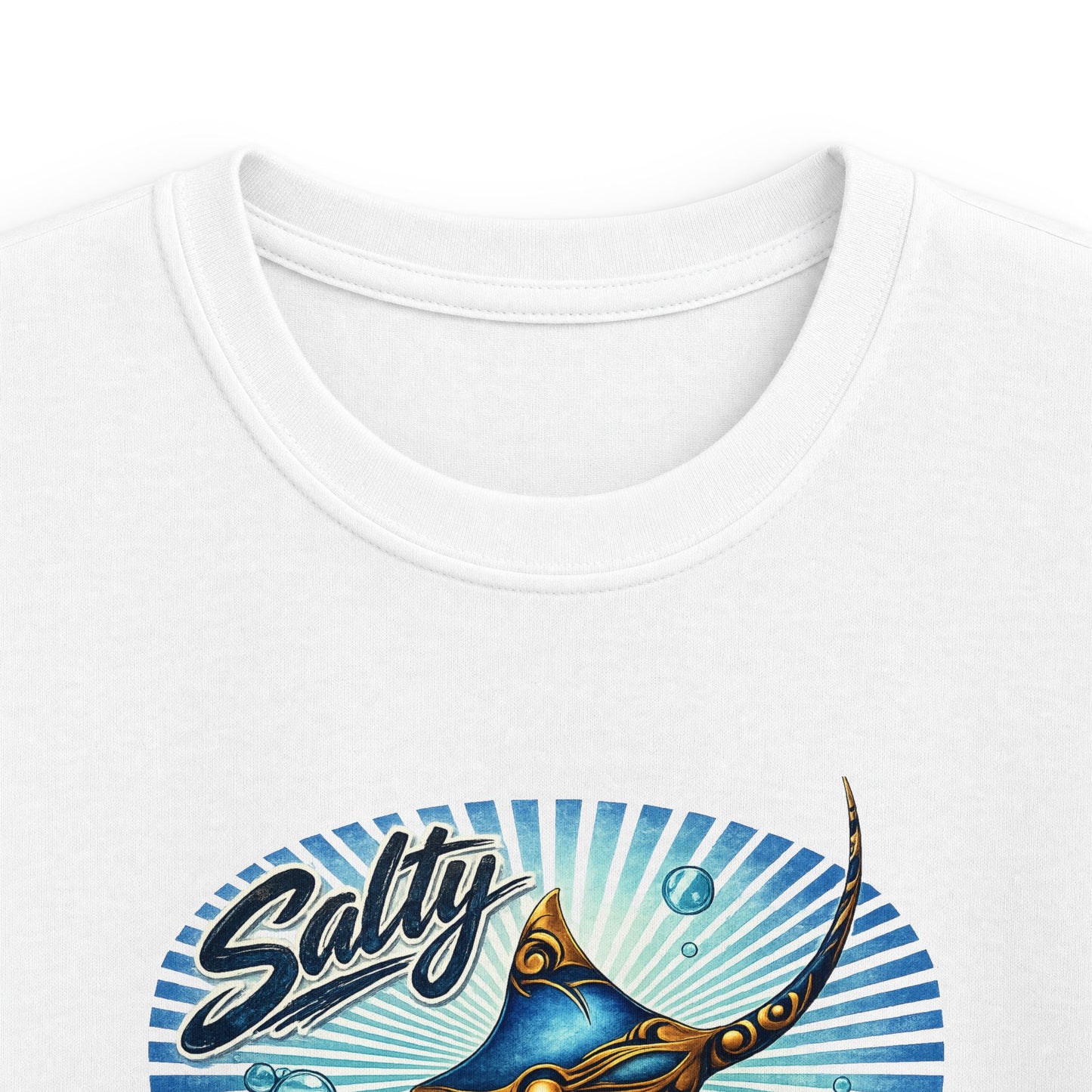 Kids Tee - 'Salty' Manta Ray Beach Surf Graphic