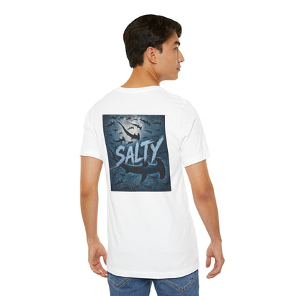 Salty Shark Graphic Tee — Ocean Shark Silhouette Short Sleeve T-Shirt