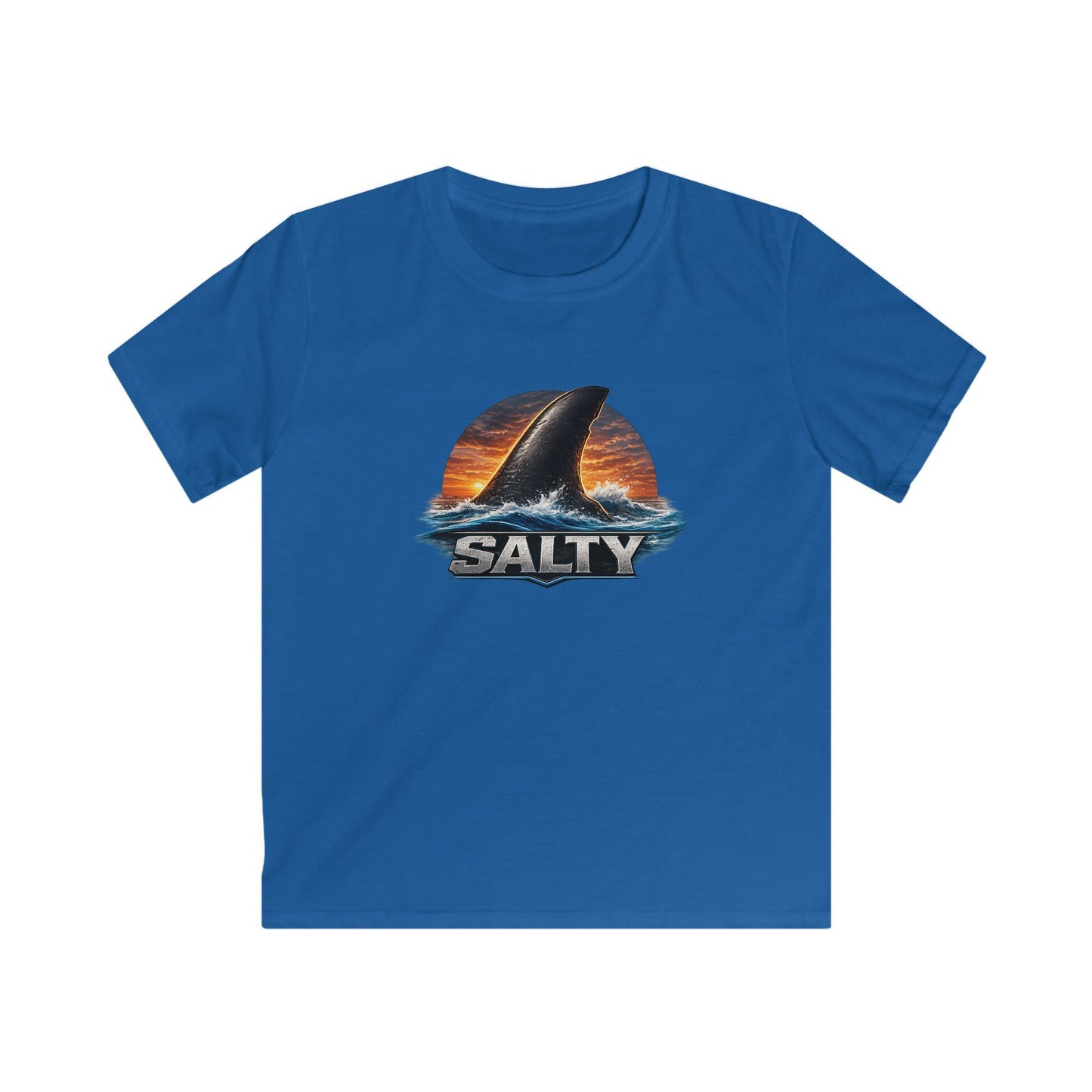 Kids Tee - 'Salty' Shark Fin Sunset Graphic Shirt