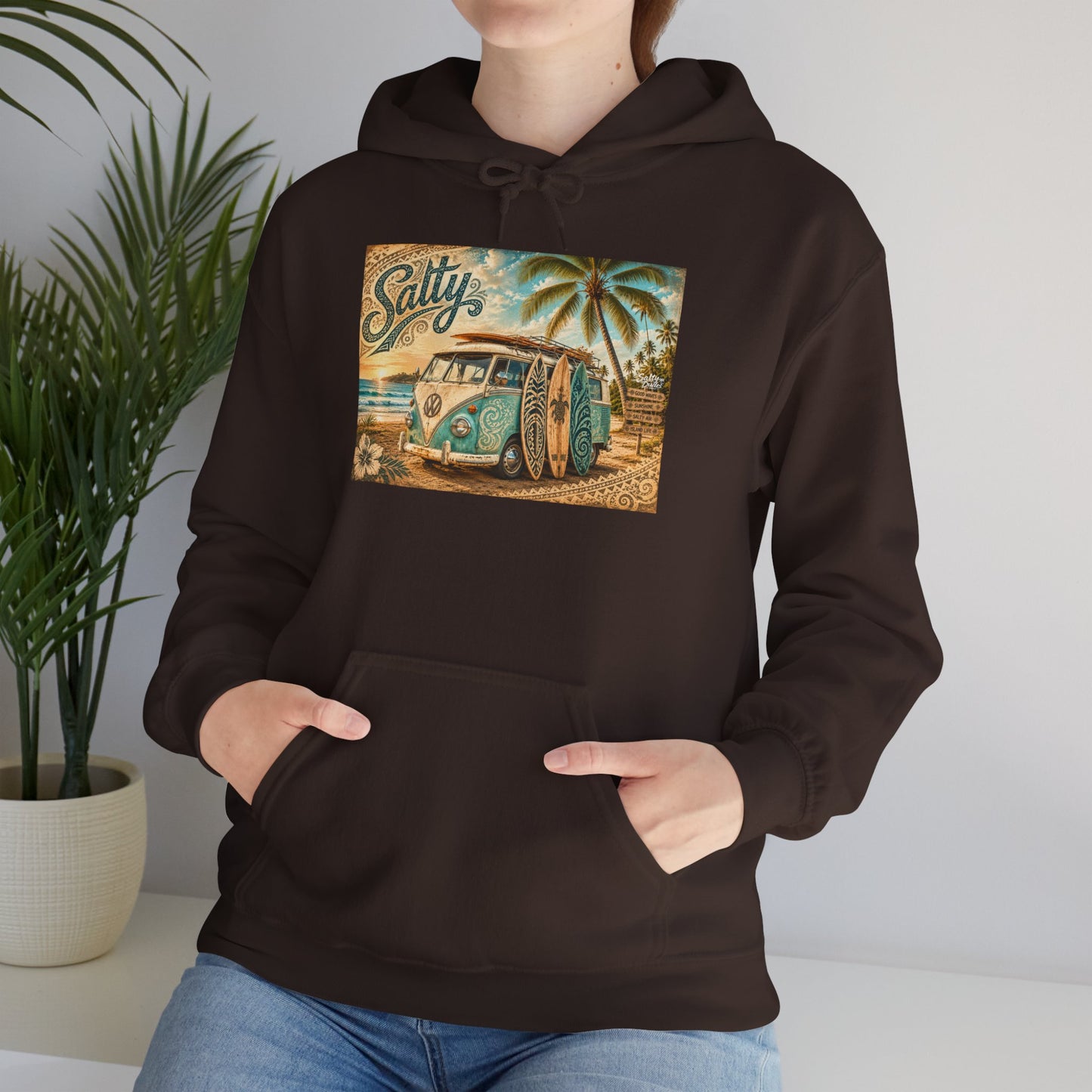 Vintage Salty Surf Hoodie — Retro VW Van Beach Pullover
